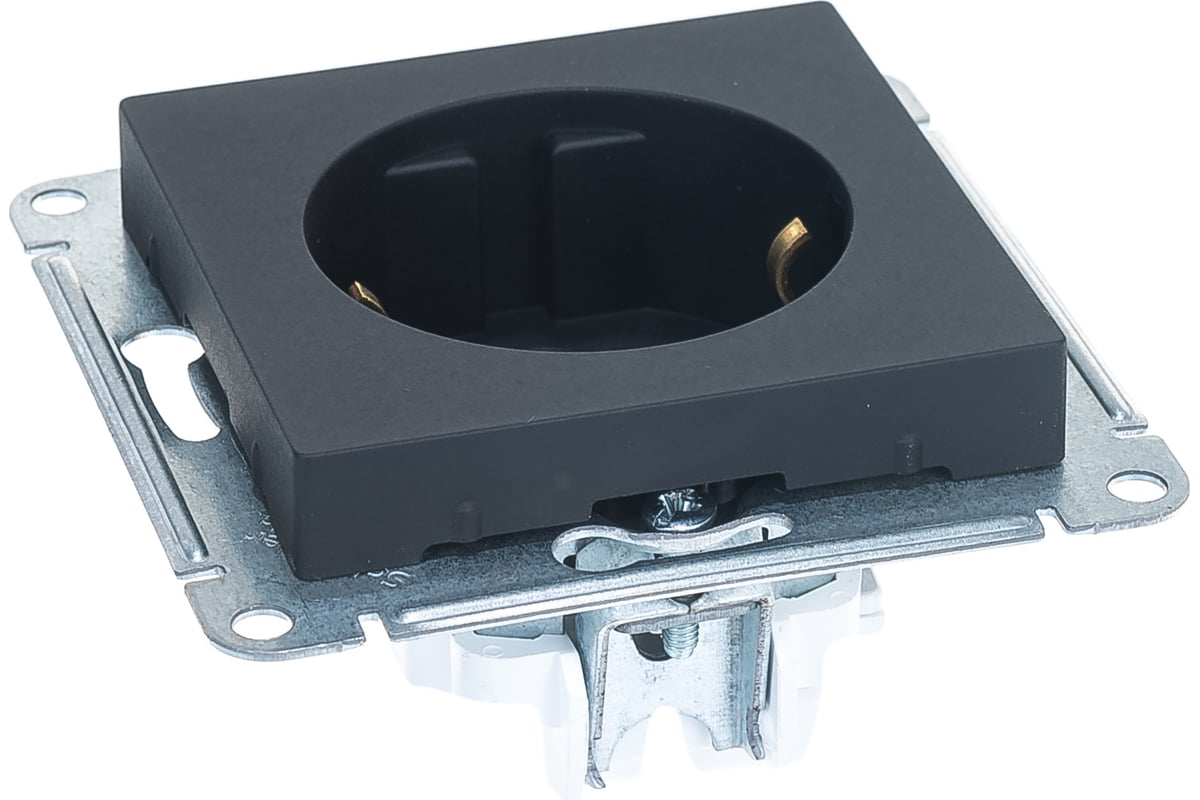 Розетка Systeme Electric ATLASDESIGN, с заземлением, 16А, механизм, карбон, ATN001043