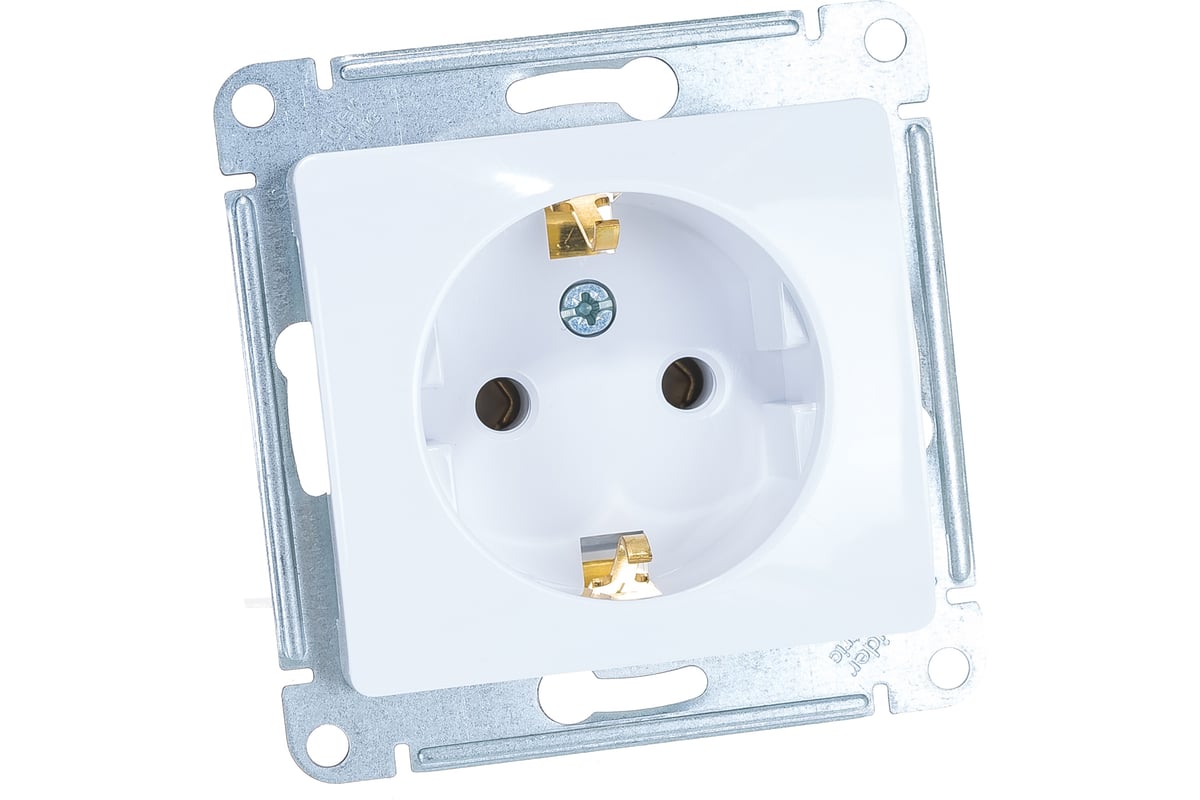 Механизм розетки Systeme Electric 1-м GLOSSA с заземлением, белая SchE GSL000143