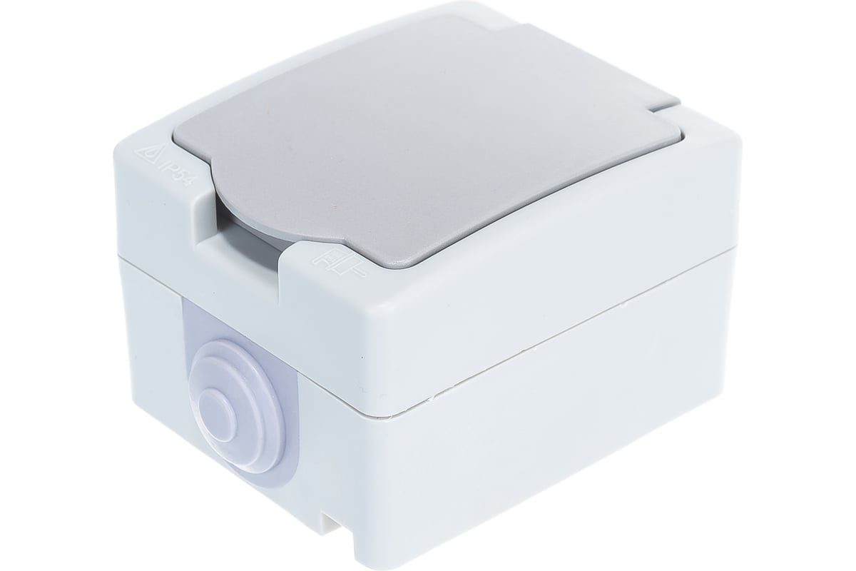 Розетка UNIVersal Аллегро с/з, з/ш, с крышкой IP54, серая 1282