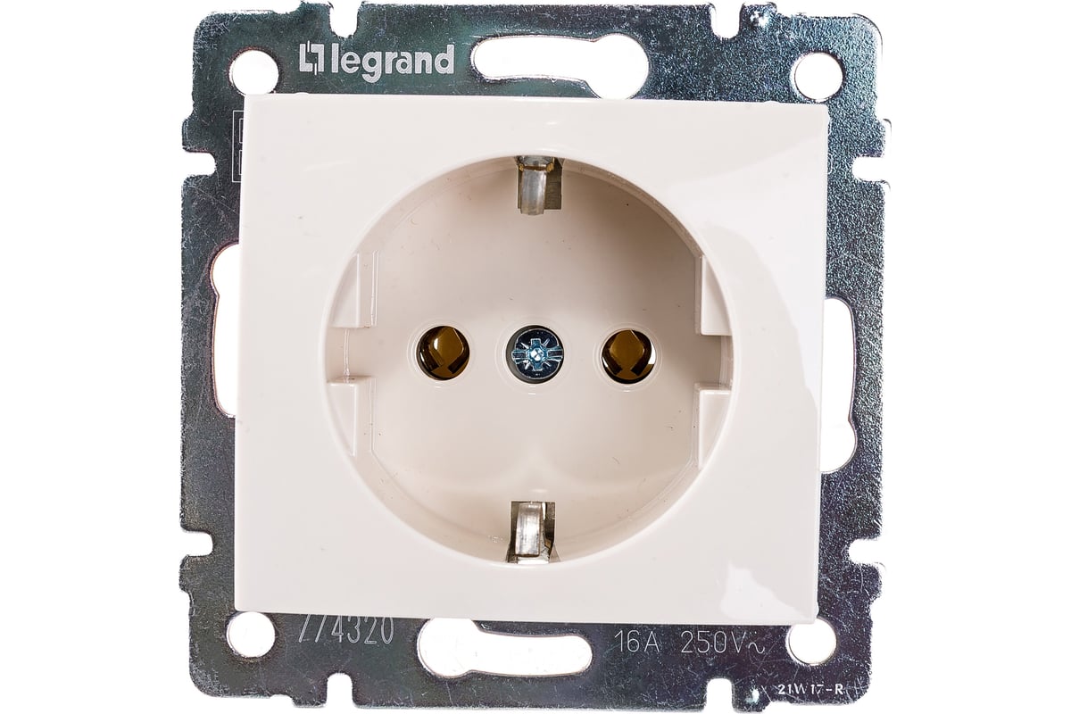 Розетка Legrand с заземлением Legrand Valena без шторок 16А 250В винтовые зажимы слоновая кость 774320